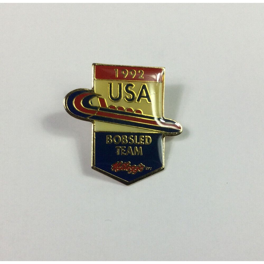 Olympics 1992 USA‎ Bobsled Team Lapel Hat Pin Kellogs Albertville